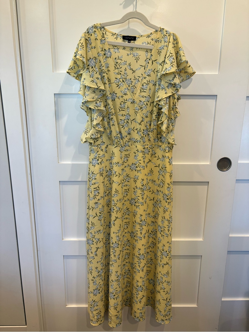 1.STATE Soft Yellow & Blue Floral Dress